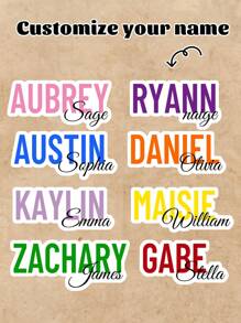 10Pcs Personalized Name Sticker-22 Styles,Custom Name Sticker,Waterproof Vinyl Sticker For Laptop Water Bottle Phone Case Cars Merchandise Decor Decal ,The Ideal Gifts For Teacher, Girl,Boy,Friends,Personalized Ornaments,Holiday Gifts,3 Sizes, Colorful, - Multicolor - View 15