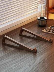 便携式可折叠木制笔记本电脑支架 - 符合人体工程学的角度调节（12°），具有散热通风功能，三角形木质托盘适用于平板电脑和迷你笔记本电脑，紧凑的设计，自然饰面