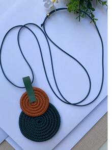 Women's Long Handmade Necklace With Mandala Pendant - 41. Oil/Terracotta - View 2