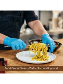 100 Pcs Nitrile Disposable Gloves-Latex Free, Non Rubber Gloves For Cleaning, Cooking, Food Prepping, Professional Protective Gloves(Black/100-Ct Box) - 藍色 - 查看 3