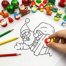 5/10/30/50 3D Christmas Erasers - A Detachable Eraser With Over 30 Different Christmas Elements. Desktop Pets, Classroom Rewards For Back To School Season. Party Gift Holiday Eraser. There Are Graphics Such As Reindeer, Santa Claus, Snowman, Sled, Cake, Etc. [Styles And Colors Are Random] - Christmas Eraser - View 5