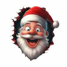 1 Piece Toilet Sticker, Christmas Broken Wall 3D Santa Claus Sticker, Toilet Cover Decorative Sticker, Toilet Cover Decorative Sticker, Toilet Cover Decal, Toilet Cover Sticker, Toilet Decoration Removable Sticker, Self-Adhesive Sticker, Home Decoration, Home Decoration