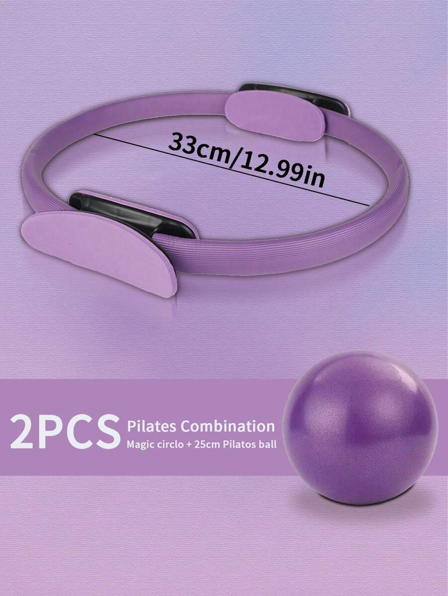 2pcs Pilates Ring And Yoga Ball Set-Fitness Kit With Polypropylene Ring And PVC Anti-Slip Yoga Ball,Durable And Explosion-Proof,Ideal For Universal Workout Routines,Available In Purple,Pink,Blue,And Grey Combinations