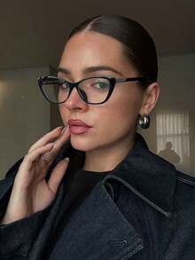 1副女士猫眼素面眼镜，假眼镜，透明眼镜，手机配件，PC材质轻便舒适，Y2K风格，返校季必备，适合日常休闲佩戴、办公通勤、手机、电脑、游戏等场合。 - 彩色 - 查看 1