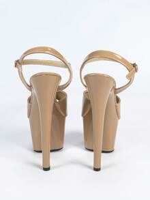 Sandalias de plataforma con tacón alto, impermeables, de moda sexy para baile de tubo en discotecas y carreras - Beis - Ver 6