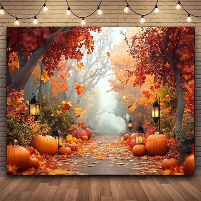 2D flache 1 Stück Herbst Ahorn und Kürbis Ernte Flagge, Thanksgiving Party Hintergrund, festliche Herbst Fotografie Dekoration