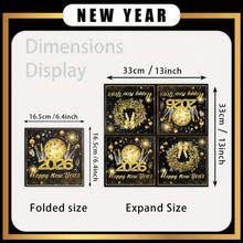 20张2026新年花环香槟色餐巾纸，黑色和金色，双层一次性纸巾，适用于圣诞节、新年派对装饰、节日装饰、桌面装饰、餐厅装饰、婚礼和节日使用 - 彩色 - 查看 2