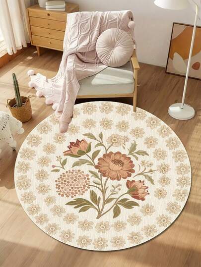 1 件圆形花卉地毯、卧室装饰地毯、小地毯、地毯、家居装饰、客厅地毯、客厅小地毯、卧室地毯、客厅家居装饰、户外地毯、可洗毛绒地毯、厚地毯、蓬松地毯、秋冬地毯