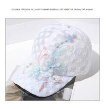 1pc Floral Embroidered Mesh Women's Baseball Hat Gorgeous And Elegant Lace Adjustable Sports Hat