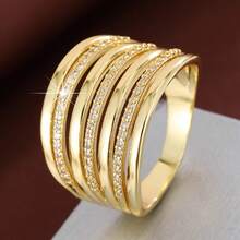 1pc Fashion Wide Band Design Cubic Zirconia Embellished Women's Ring - Multicolor - View 17