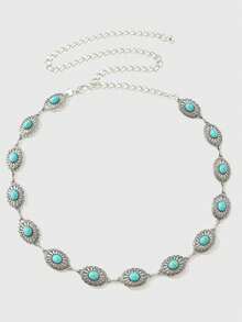 1 件波西米亚风格雕花金属腰带，适合夜间约会、派对、婚礼和节日等休闲场合，可搭配秋季、秋季、万圣节