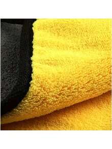 Set de 5 paños de limpieza de felpa de coral de doble cara de fibra ultrafina - Toallas reutilizables de alta absorción, diseño de dos colores (amarillo y negro), forma cuadrada adecuada para el hogar, la cocina, el coche, el baño, la limpieza de vidrios, paños de cocina