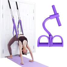 1Pc Elastic Yoga Pedal Puller Resistance Band Tension Rope, Multifunction Tension Rope,Multifunctional Stretcher Leg Trainer, 6-Tube Elastic Yoga Pedal Puller Resistance Band, Natural Latex Tension Rope Fitness Equipment, Perfect For Abdomen/Waist/Arm/Leg Stretching And Slimming Gym Accessories