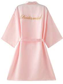1 chiếc áo choàng cô dâu & phù dâu, áo choàng tắm in chữ, áo choàng kimono, trang phục chuẩn bị cho tiệc cưới, phụ kiện cho lễ cưới và tiệc chiêu đãi, đồ ngủ phù dâu mùa xuân/hè cho nữ, váy cưới, áo choàng thêu cho tiệc độc thân, áo choàng cô dâu, đồ dùng cho tiệc cưới, đám cưới ngoài trời, đồ dùng cho tiệc lễ hội - Phù dâu màu hồng - Xem 10