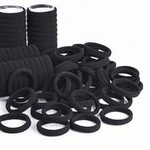 50PCS Black High - Elastic Hair Ties, Minimalist & Practical Hair Elastics That Don't Harm Hair, Basic Hair Ropes For Daily Hair Tying
