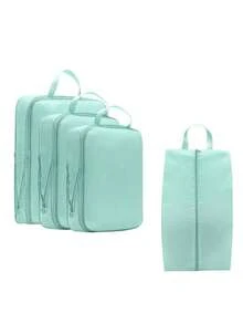 4 أكياس تخزين ضاغطة، مكعبات تنظيم السفر مع حقيبة للأحذية، قابلة للتوسيع وتوفر مساحة تخزين متقدمة - ضرورية للأمتعة والعودة إلى المدرسة