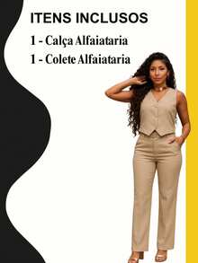 Women's Tailored Set, V-Neck Vest And Elegant Pants, Casual Fashion Blogger - Rust Brown - View 6