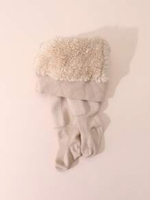 1 pieza Mallas térmicas forradas de felpa gruesa para niños, leggings resistentes y versátiles para uso en invierno por debajo de 5°C