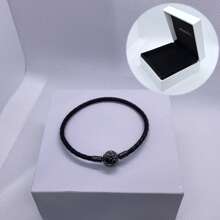 1 件高端女士皮革圆头扣饰皮绳手链系列，适合日常佩戴，适合饰珠，完美的圣诞节情人节礼物