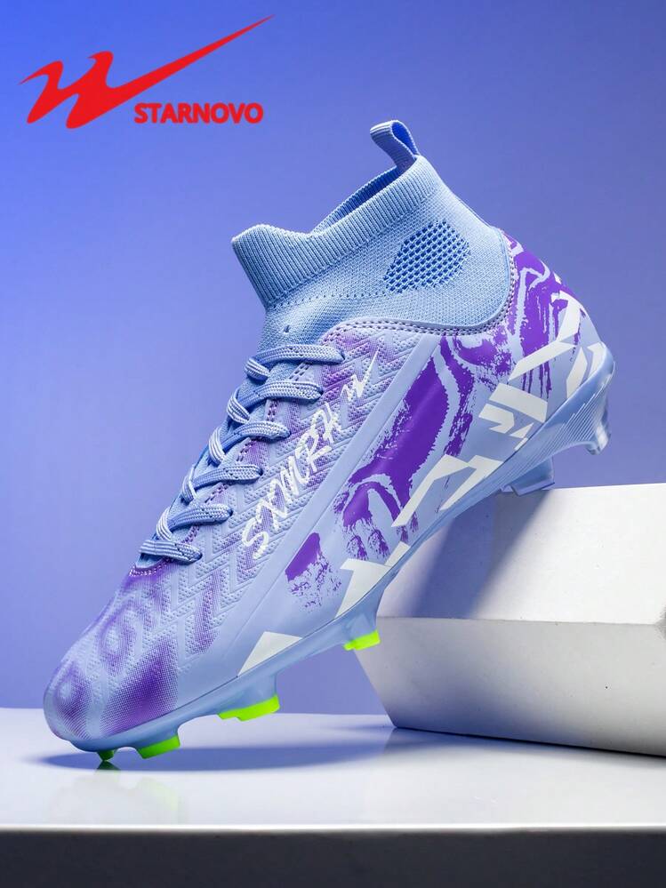 STARNOVO Men's Football Shoes, Men's/Women's Sports Football Shoes, Comfortable Knit Elastic Collar, Comfortable Foot Wrapping, Long Studs Anti-Slip Outsole, Suitable For Artificial Turf Football Training/Matches, Youth World Cup Event Specific Football Shoes (This Item Is Standard Size, It Is Recommended To Order 1 Size Smaller If Your Foot Type Is Slim, And 1 Size Larger If Your Foot Type Is Wide) - Purple - View 4