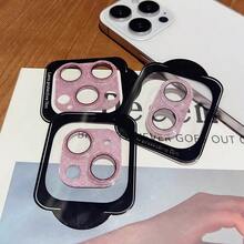 Pink Glitter Camera Lens Protector Film For IPhone 16 Pro/16 Pro Max/15 Pro Max/15 Pro/15/14 Pro Max/14 Pro/14/13 Pro Max/13 Pro/13; Full Coverage Lens Protector, Fashionable Decoration, Suitable For Large Aperture Phone Cases, Easy To Install, Fashionable Women's Phone Accessory. Suitable For Daily Protection, Office, Home Use, Waterproof, Shockproof, Anti-Drop, Anti-Scratch. - Baby Pink - View 9