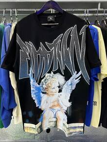 2025 Summer New MIXED EMOTION T-Shirts Men Women Daily Casual High Quality Hot Drill Short Sleeves - 黑色1 - 查看 1