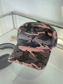 沙漠迷彩户外立体字母刺绣水洗做旧破洞时尚弧形帽檐棒球帽,男士棒球帽,小众设计帽子,水洗做旧迷彩帽,3D字母刺绣软顶帽,时尚水洗破洞迷彩帽,女士棒球帽,情侣帽 - 彩色 - 查看 9