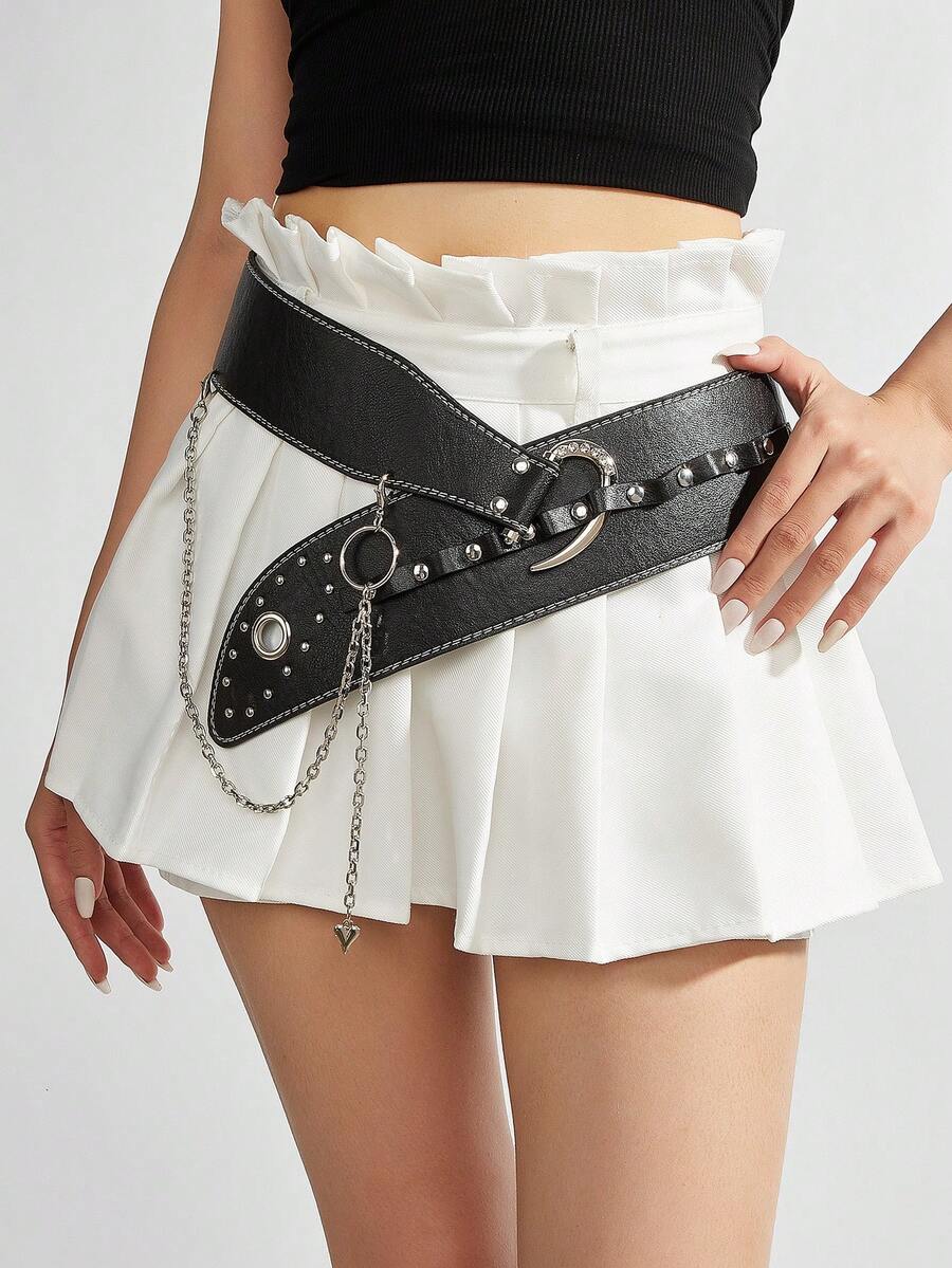 1pc Women's Retro Western Style Rivet Printed Versatile Waist Belt ...