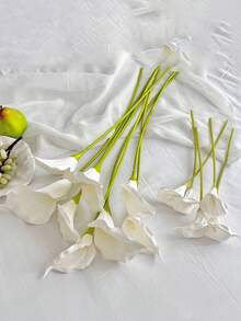 12支/6支 白色/紫色仿真马蹄莲花，PU材质，仿真花，马蹄莲花束，适用于家居婚礼装饰、室内外装饰、花园装饰、派对装饰、波西米亚风格装饰、节日派对装饰、母亲节生日庆祝日常礼物 - 白色 - 查看 5