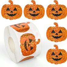 500pcs/Roll Halloween Pumpkin & Ghost Stickers, Cute Waterproof Self-Adhesive Decorative Stickers - Perfect Gift