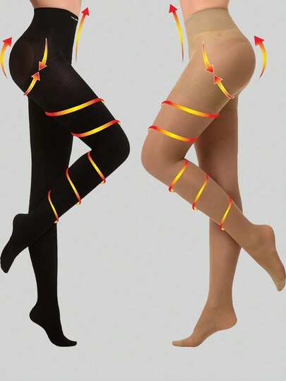 1 pieza Medias de compresión muslo alto para mujer, 15-21mmHg Medias de compresión graduada, Unisex sobre la rodilla, Elástico para fitness, deportes, yoga, tenis, disponible en negro y beige, cómodo