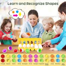 12pcs Matching Egg Set - Educational Color And Shape Learning Toy, Fine Motor Skills Development Toy For Boys And Girls, Easter Egg Gift, Includes 12 Coordinated Shape And Color Matching Eggs, Montessori Toy, STEM Educational Toy, Suitable For Children 3+ Years Old - Multicolor - View 6