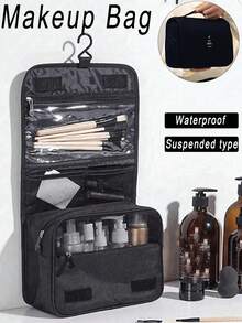 1pc Waterproof Travel Makeup Bag, Hanging Toiletry Bag, Double Layer Cosmetic Organizer Bag, Large Capacity Bathroom Toiletry Bag, Multi-Functional Travel Toiletry Bag, Portable PVC Cosmetic Bag, Holiday Ladies Beach Bag, Travel Bag, With Hook, Double Layer, PVC, Waterproof, Large Capacity, Suitable For Outdoor Travel, Business Trip, Home Storage, Travel, Holiday Outing, Party, Travel Essentials, Cruise Essentials, Holiday Essentials, Back To School Toiletry Bag, Bedroom Decor, Holiday Gift, Birthday Gift, Minimalist Design