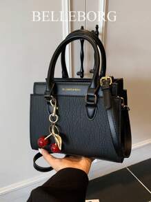 BELLEBORG Printed Women's Handbag & Shoulder Bag, Minimalist & Practical Multi-Function With Pendant - Black - View 5