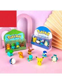 pokemon 8 قطع مجموعة أقلام محو بتصميمات بوكيمون، أشكال حيوانات ومخلوقات متعددة، مواد مناسبة لقرطاسية الطلاب والهدايا والجمع، ألوان زاهية، عملية