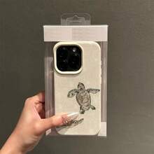 1pc TPU Material Elegant Turtle Floral Pattern Phone Case Compatible With Apple/ Phones - White - View 3