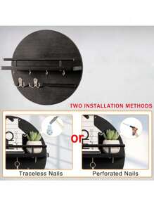 壁挂式钥匙架，带置物架和挂钩，邮件收纳架，圆形玄关钥匙架，乡村风格家居装饰 - 1 Pack - 查看 7