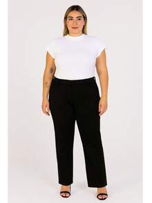 T-Shirt Muscletee Blouse Plus Size In Black Brown White Cotton Knitted Fabric Office Spring Summer - Putih - View 3