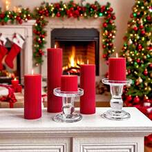 5cm * 17.5cm Wine Red Gear Cylindrical Aromatherapy Candle Atmosphere Decoration, Soy Candle Decoration Center, Wedding, Party, Ramadan, Daily, Christmas Home Decoration Candles, Suitable For Giving Gifts To Women/Men On Birthdays, High-End Niche Gifts - Burgundy - View 1