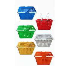 Canasta de servicio con asas para llevar cosas canasta multiusos resistente cocina almacén picnic hogar organización accesorio portátil mercancía práctica ligera grande - Rojo - Ver 3