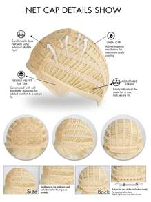男士短款金色假发，自由分发，日常假发，带刘海，合成假发，透气玫瑰网帽，150% 密度，非常适合日常佩戴万圣节派对角色扮演服装