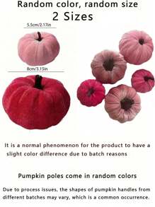 6pcs Faux Velvet Foam Fabric Pumpkins Decoration, Fall Pumpkins Decoration For Home, Assorted Velvet Pumpkins Fake Pumpkins, Pink Velvet Pumpkin Foam, Artificial Fall Table Decor, Reusable Thanksgiving, Autumn Table Centerpiece, Velvet Craft Pumpkin For Fall Home Farmhouse Harvest Thanksgiving Decorative