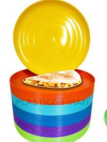 Taco Plate 100 Pieces 5 Assorted Colors Plastic - 彩色 - 查看 2