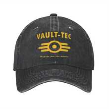 1 Piece Fallout 4 Vault-Tec Logo Baseball Cap - Classic Washed Vintage Dad Hat, Adjustable Lightweight Unisex Outdoor Sun Hat, Perfect Gift For Gamers And Fallout Fans, Casual Headwear, Hip-Hop Style Clothing, Printed Design - Xám - Xem 1