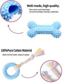 1 Set Pet Chew Toys, Dog Toy Set, Suitable For Small To Medium Dogs Teething Toys Set, Durable TPR & Squeaky Chew Toys Series, Interactive Toys, Dog Health Training Toy Kit - Multicolor - View 5