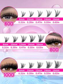 300/270片装海绵睫毛簇，单根睫毛嫁接簇，3种混合款式（30D+40D+50D+60D+80D+100D，5D），加厚海绵睫毛簇，单根貂毛睫毛嫁接，D型卷翘，长度8-16mm，适合打造新娘浓密妆效，是新娘妆容的理想之选。睫毛簇，单根睫毛，假睫毛 - 彩色 - 查看 6