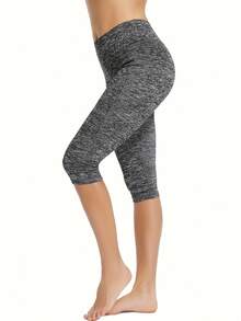 High Waist Capris Yoga Pants With Pockets, Tummy Control Workout Running Yoga Leggings For Women - Grey - View 6