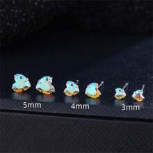 2 Stücke 925 Sterling Silber Multi-Farbige Kubische Zirkonia Ohrstecker, Funkelnde Kubische Zirkonia Ohrringe geeignet für den täglichen Gebrauch