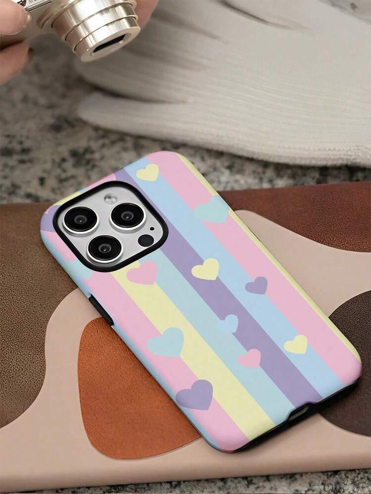 Stylish And Vibrant Heart Design Stripe 2-In-1 Protective Phone Case - Compatible With Galaxy S25/S25 Plus/S25 Ultra/S24/S24 Plus/S24 Ultra/S24 FE/S23/ S23+/S23 Ultra/S22/S22+/S22 Ultra/S21/S21+/S21 Ultra/S20 ULTRA/A71/A56/A55/A54/A53/A52/A34/A26/A15/A16/A14/A13/A06 And Phone17,17Air,17pro,17pro Max,16,16plus,16promax,15Plus,15Pro,15ProMax,14,14Plus,14Pro,14ProMax,13,13Pro,13ProMax,12,12Pro,12ProMax,11,11Pro,11Pro Max, Is A Thoughtful Birthday Gift For Your Girlfriend, Boyfriend And Friends. - 彩色 - 查看 8