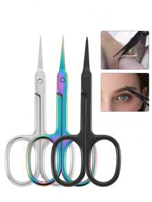 4pcs/3pcs/2pcs/1pc Professional Stainless Steel Curved Tip Precision Scissors, Multi-Functional Beauty Scissors For Trimming Facial Hair, Eyebrows, Eyelashes, Beard, Nose Hair, Ear Hair, Suitable For Men And Women,Makeup,Cheap,Room Decor,Vanity,Travel,Bedroom,Makeup Accessories